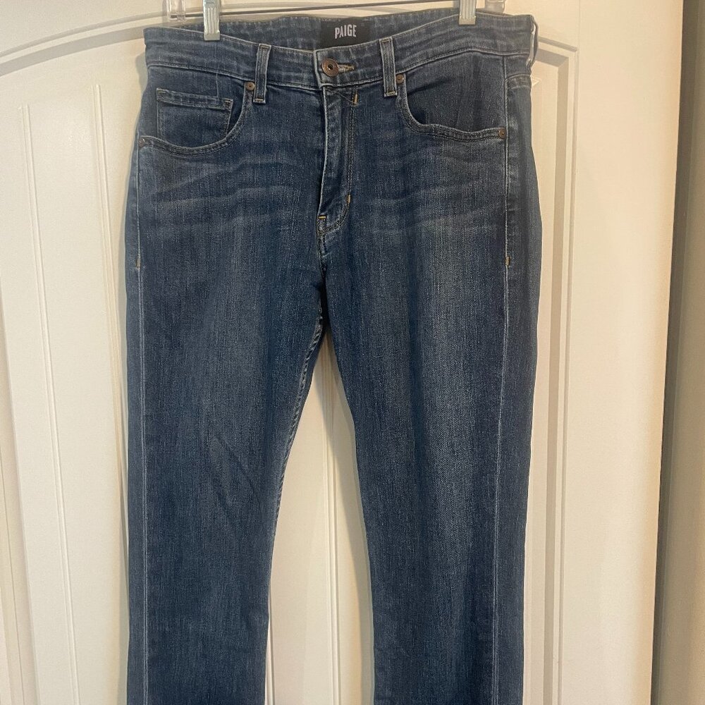 Paige Federal Slim Straight Jeans 31x32 Blue Stretch Denim
